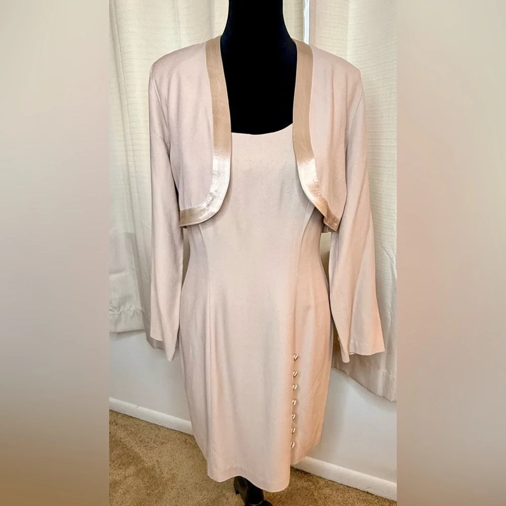 Vintage 90’s CDC Caren Desiree chic mini sleeveless dress cropped jacket 6 P